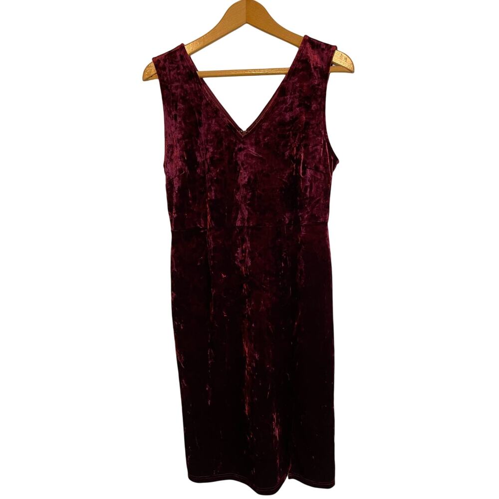 Lulus Dynamic Love Burgundy Velvet Bodycon Midi dress sleeveless stretch Size L